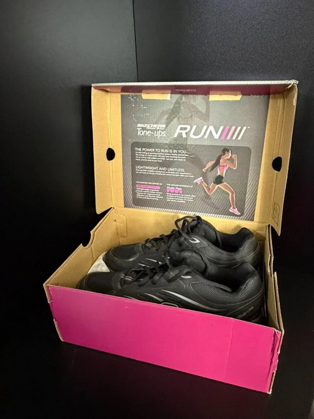 Skechers Tone-Ups Run Black Walking Running Shoes Women's Size 10